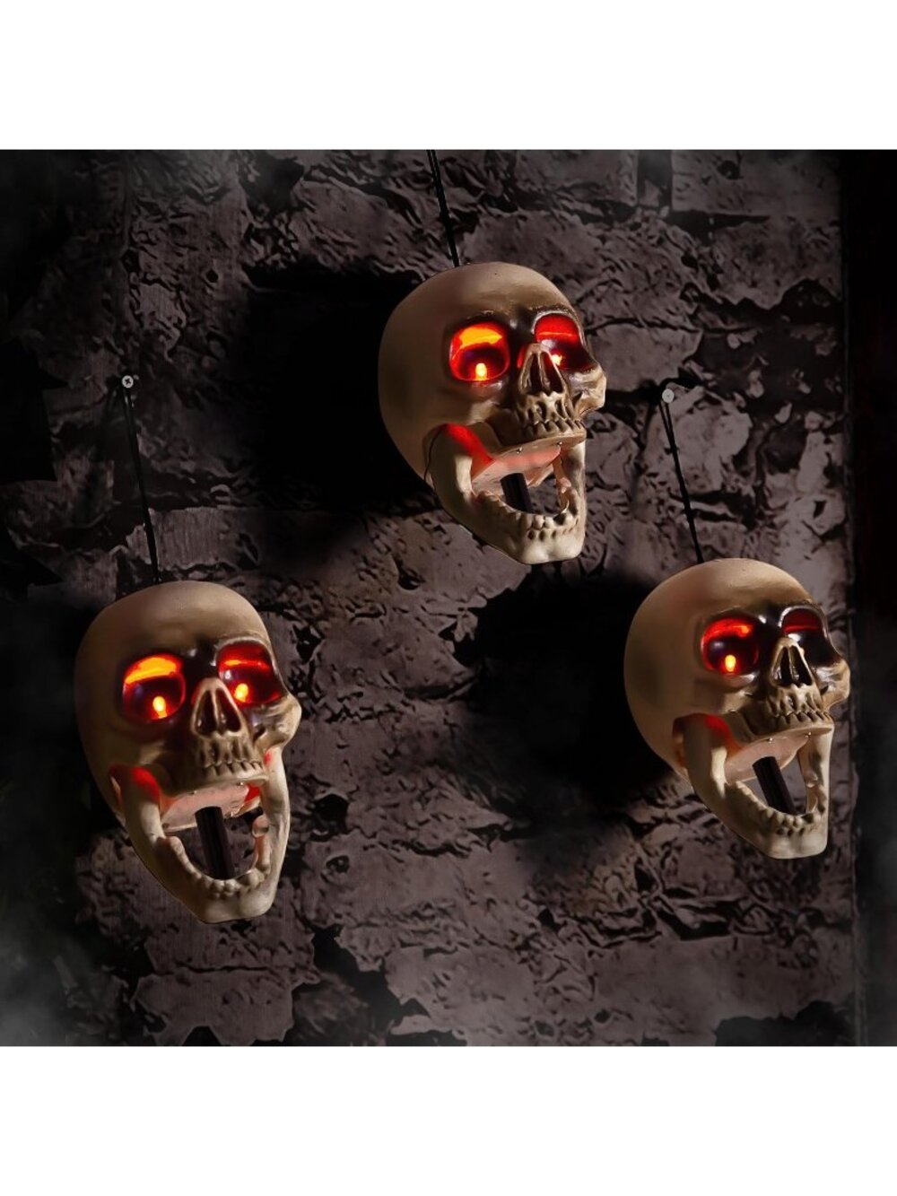 3 Packs Halloween Animatronics Floating Scary Skull Hanging Animated Decorations